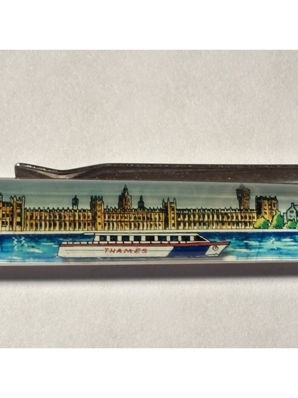 Houses of Parliament London England Floaty Pen Tourist Boat Moves Thames River